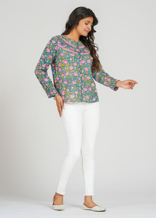 Block Printed Cotton Short Top