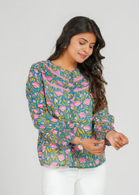 Block Printed Cotton Short Top