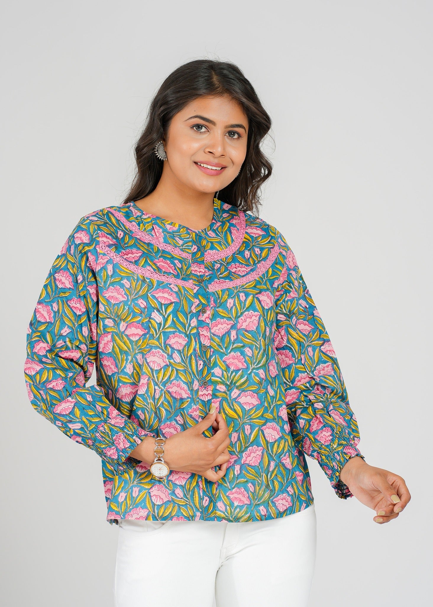 Lotus Block Printed Short Top
