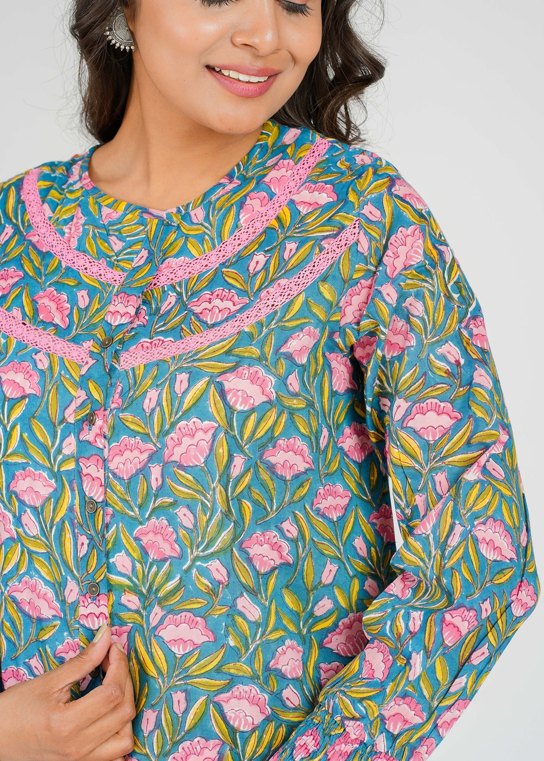 Block Printed Cotton Short Top
