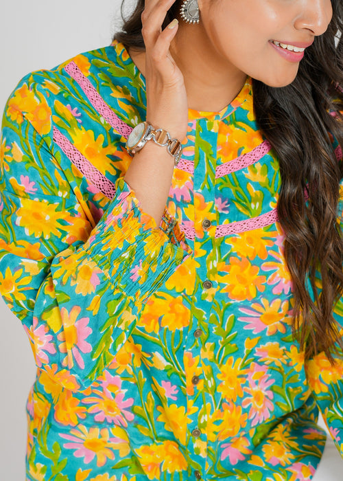 Block Printed Cotton Short Top