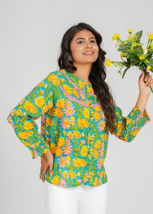 Block Printed Cotton Short Top