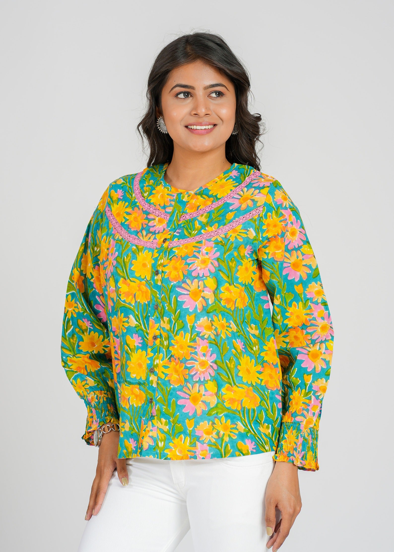 Bloom Block Printed Short Top
