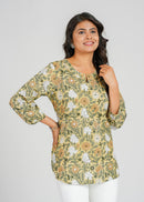 Block Printed Cotton Short Kurti