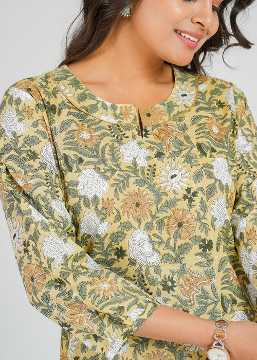 Block Printed Cotton Short Kurti