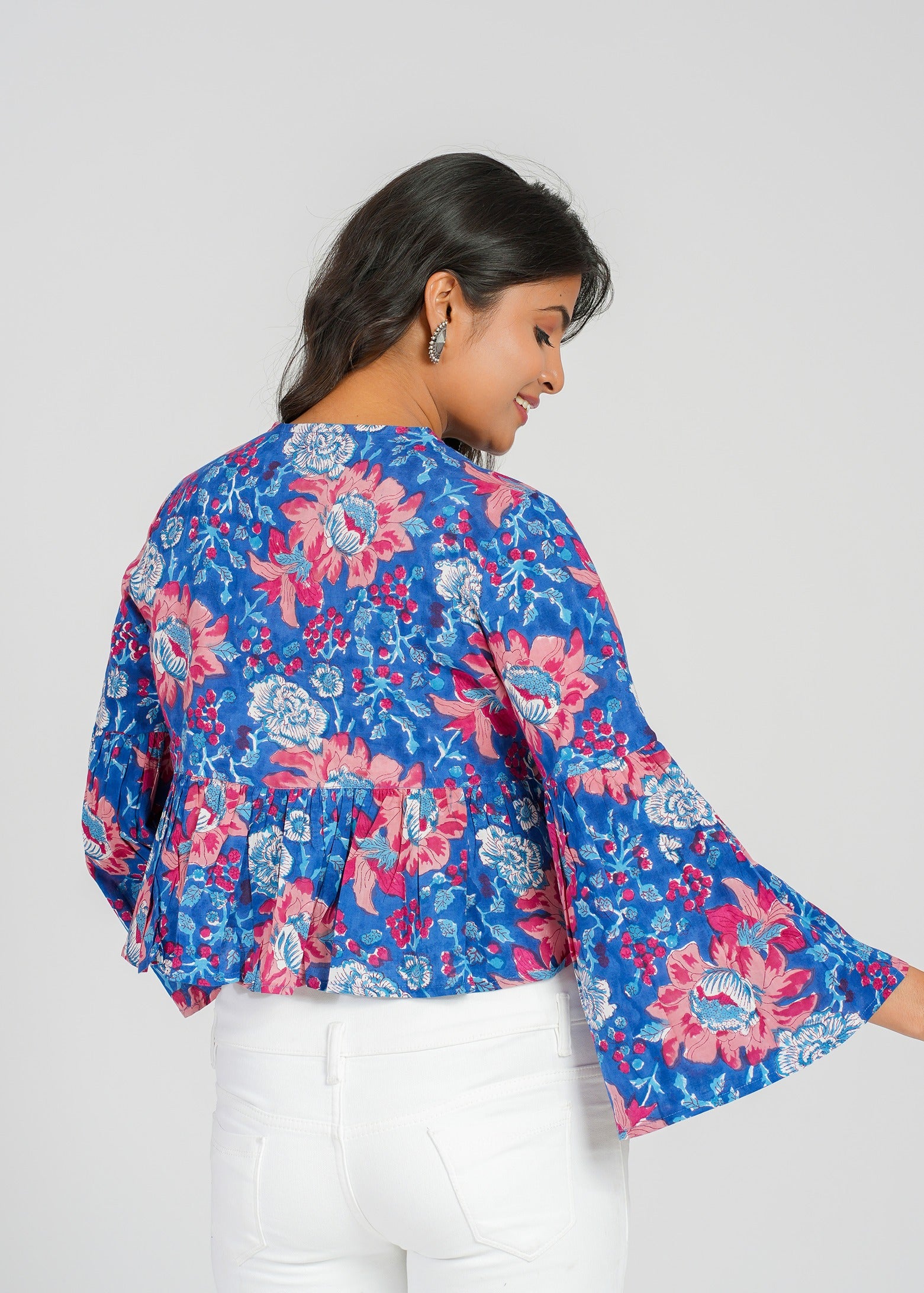 Indigo Block Printed Short Top