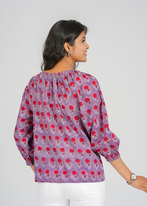 Block Printed Cotton Short Top