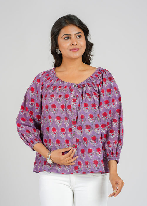 Block Printed Cotton Short Top