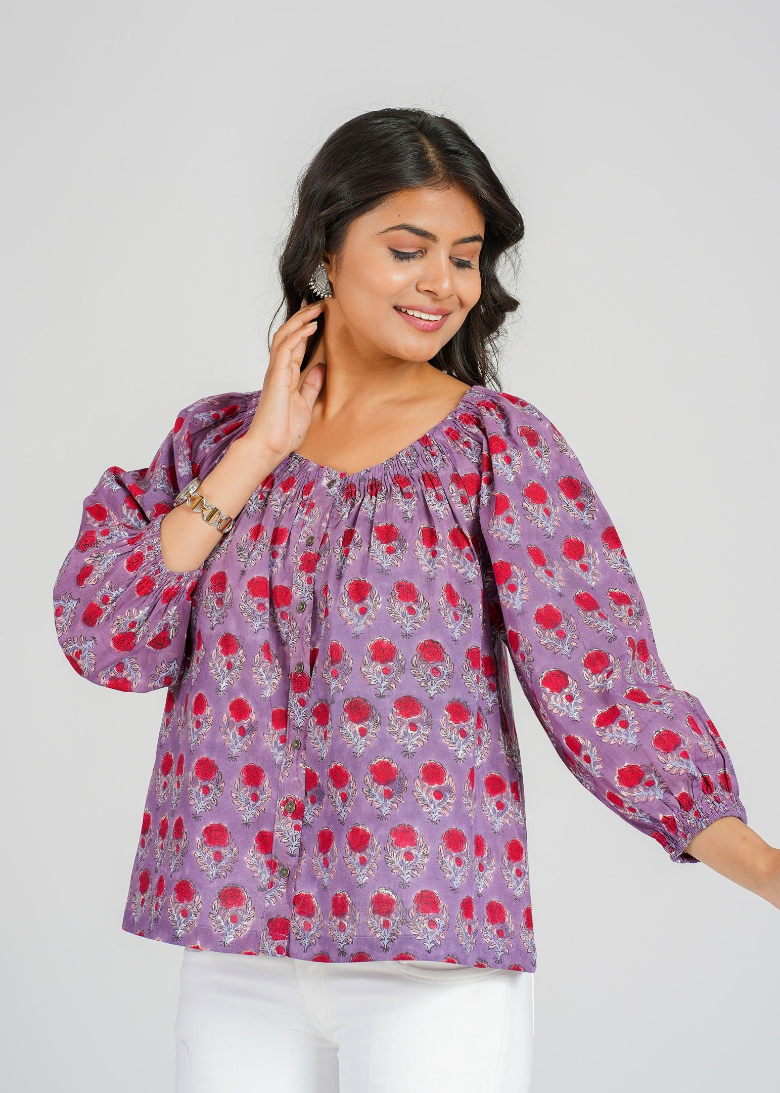 Block Printed Cotton Short Top