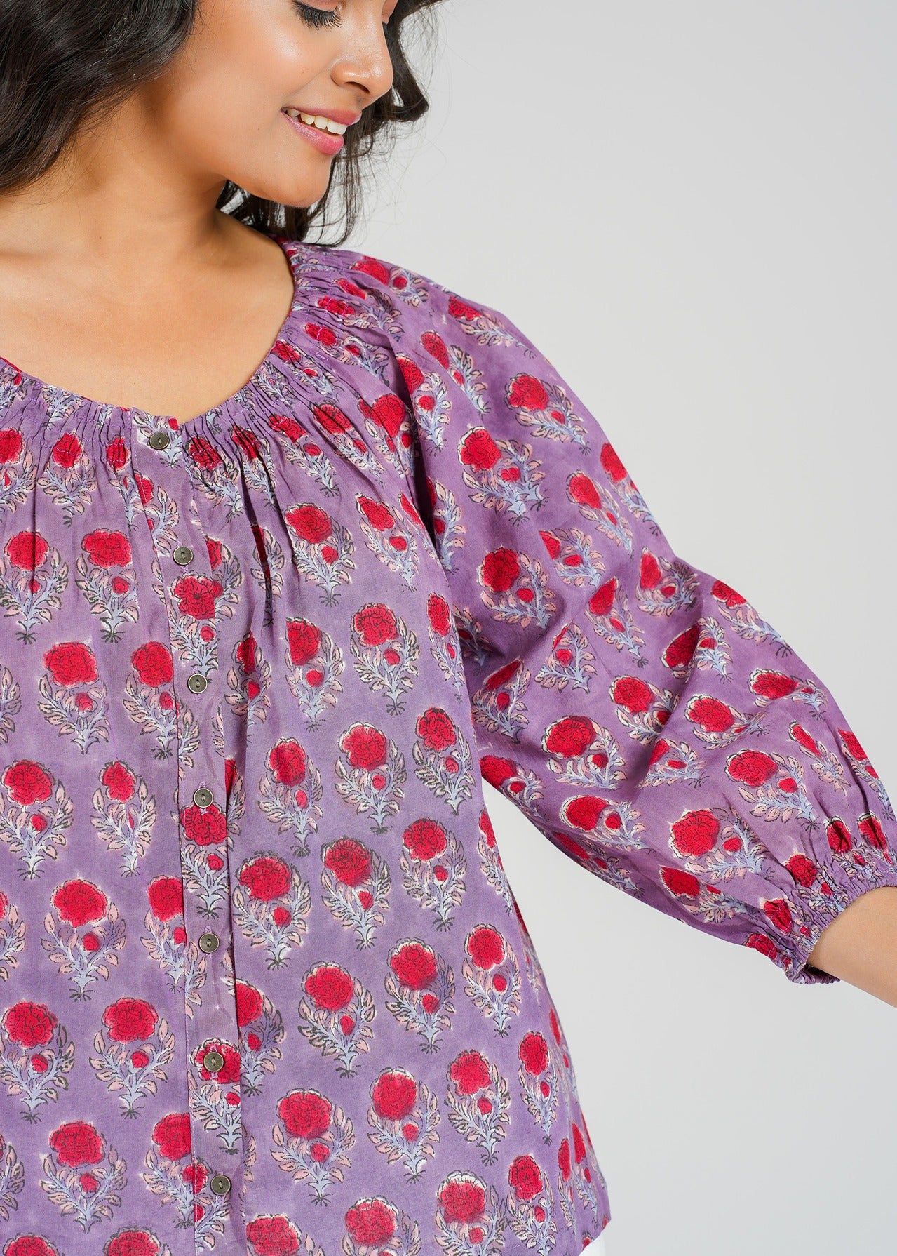 Block Printed Cotton Short Top