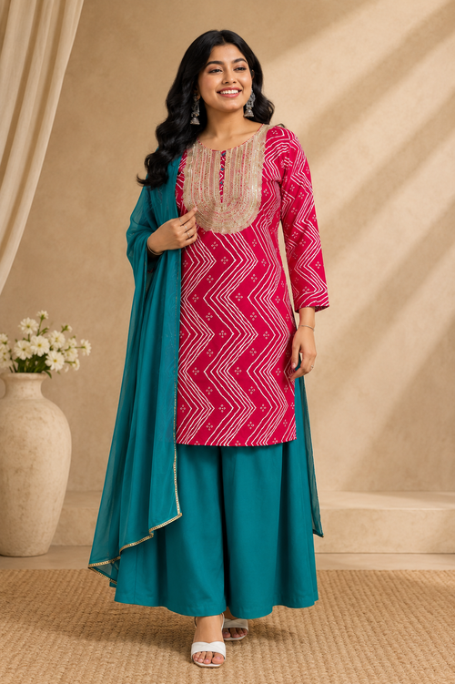 Gulab-e-Neel Kurta Set