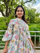 White Floral Printed Dress