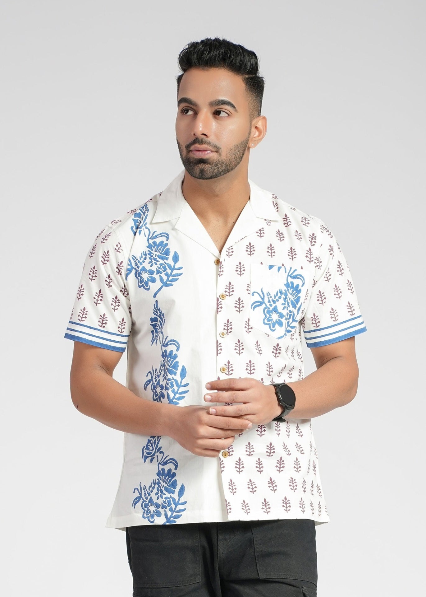 Cotton Poplin Half Sleeve Printed Shirt