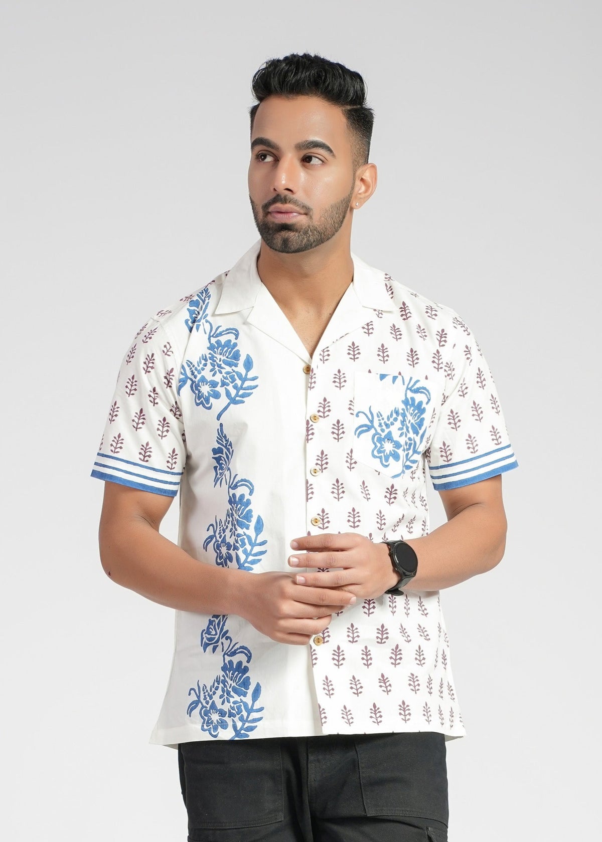 Cotton Poplin Half Sleeve Printed Shirt