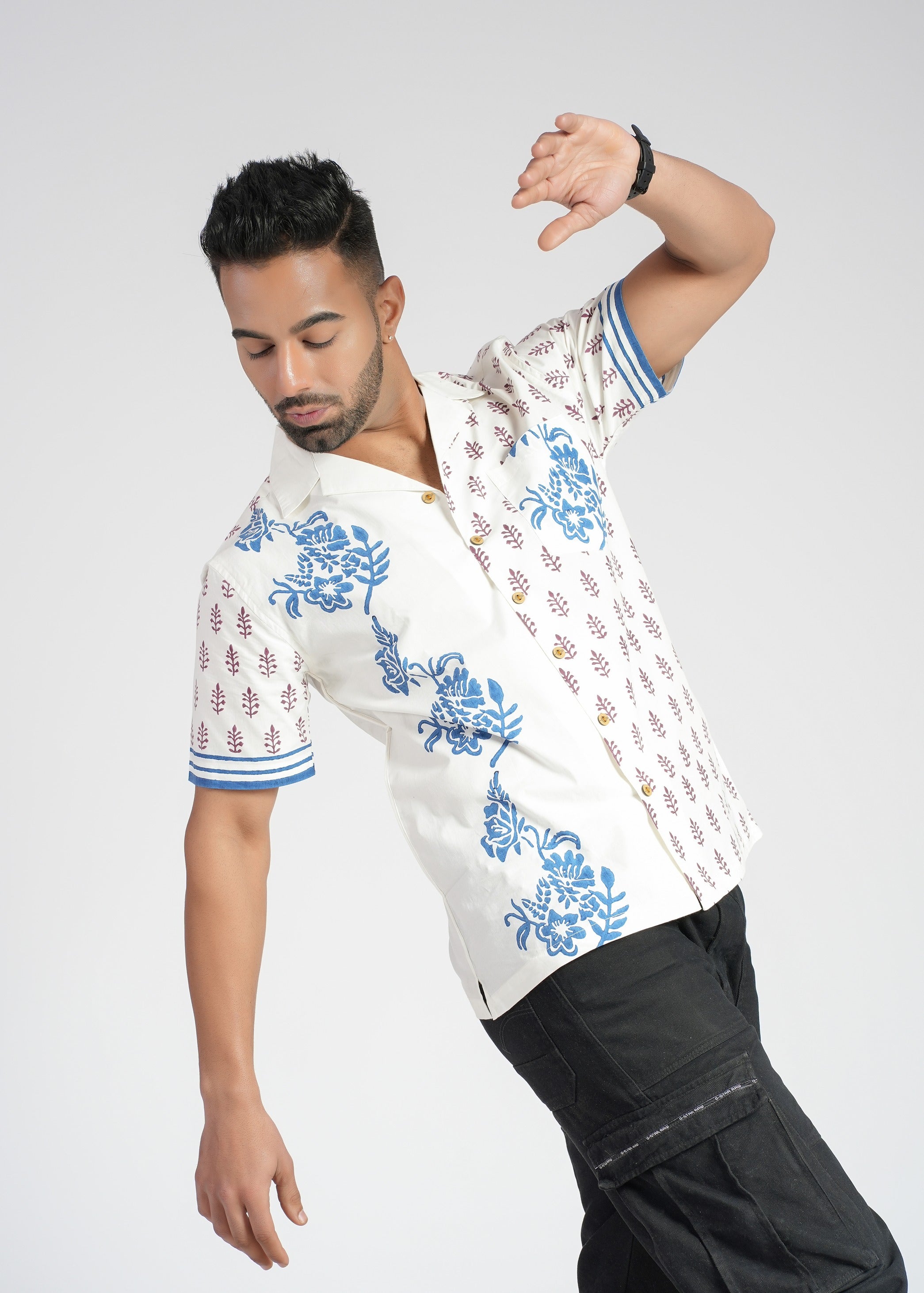 Cotton Poplin Half Sleeve Printed Shirt