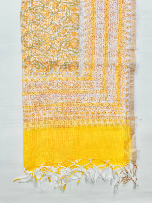 Block Printed Kota Doria Dupatta