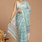 Enchanting Serenity: Sage Green Floral Print Kota Doria Saree