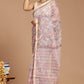 Whispering Romance: Dusty Pink Floral Print Kota Doria Saree