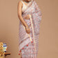 Whispering Romance: Dusty Pink Floral Print Kota Doria Saree