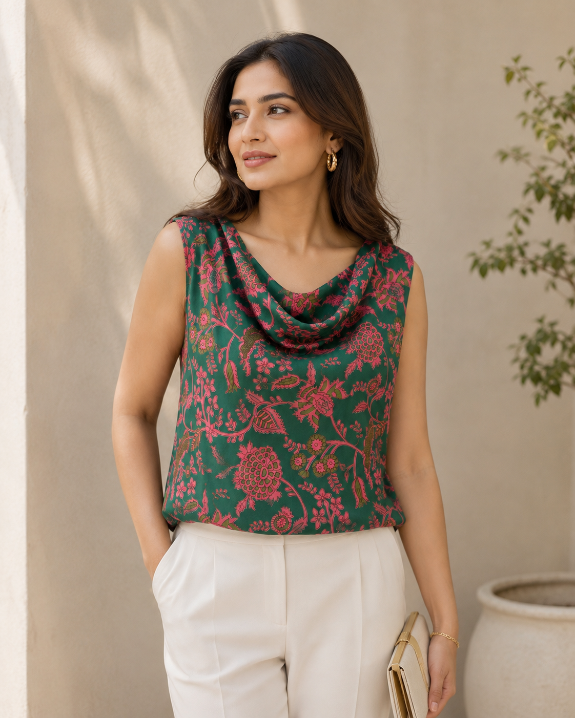 Misty Green Modal Satin Short Top