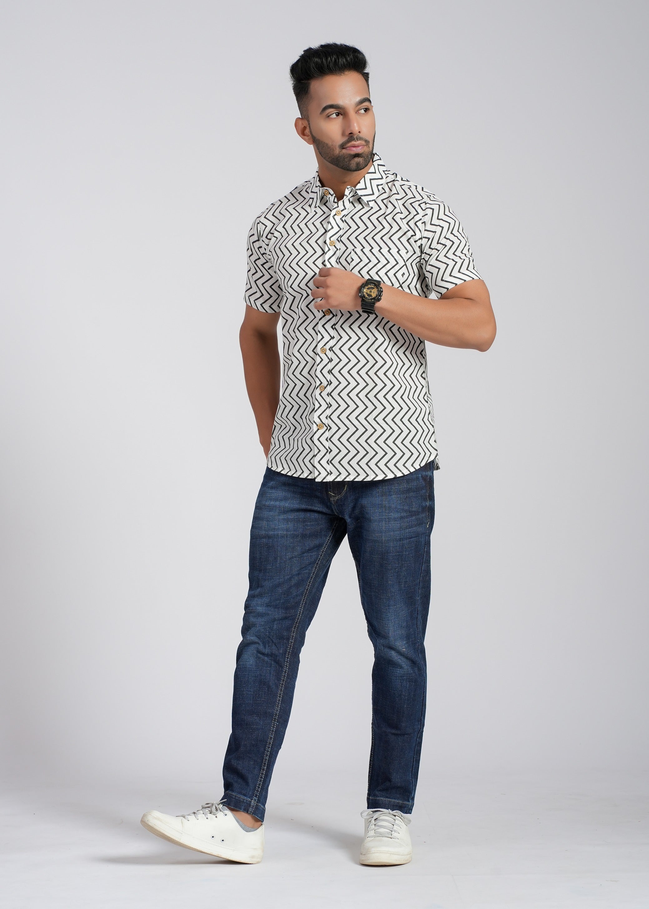 Cotton Block Printed Half Sleeve Shirt