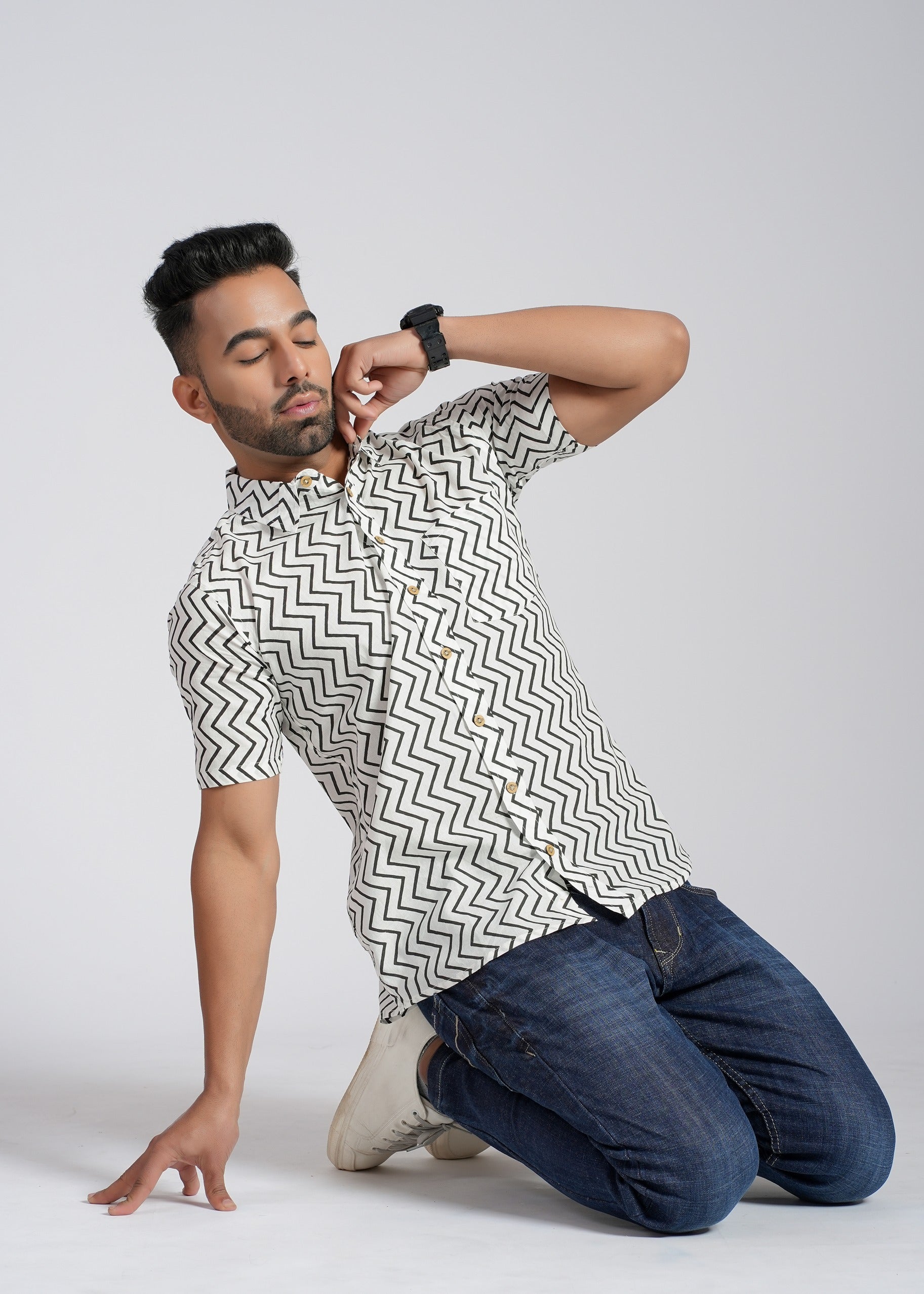 Cotton Block Printed Half Sleeve Shirt