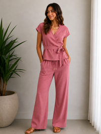 Dusty Rose Double Gauze Wrap Co-Ord Set
