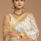 Yellow and White Buta Print Kota Doria Saree