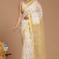 Yellow and White Buta Print Kota Doria Saree