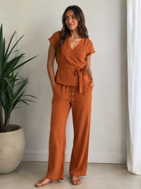 Ochre Double Gauze Wrap Co-ord Set