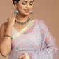 Lavender Dreams: Floral Print Kota Doria Saree