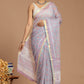 Lavender Dreams: Floral Print Kota Doria Saree
