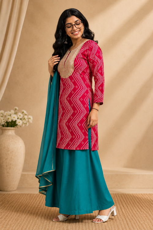 Gulab-e-Neel Kurta Set
