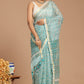 Enchanting Serenity: Sage Green Floral Print Kota Doria Saree