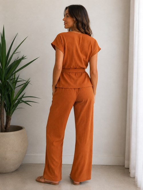 Ochre Double Gauze Wrap Co-ord Set