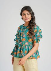 Jade Block Printed Short Top