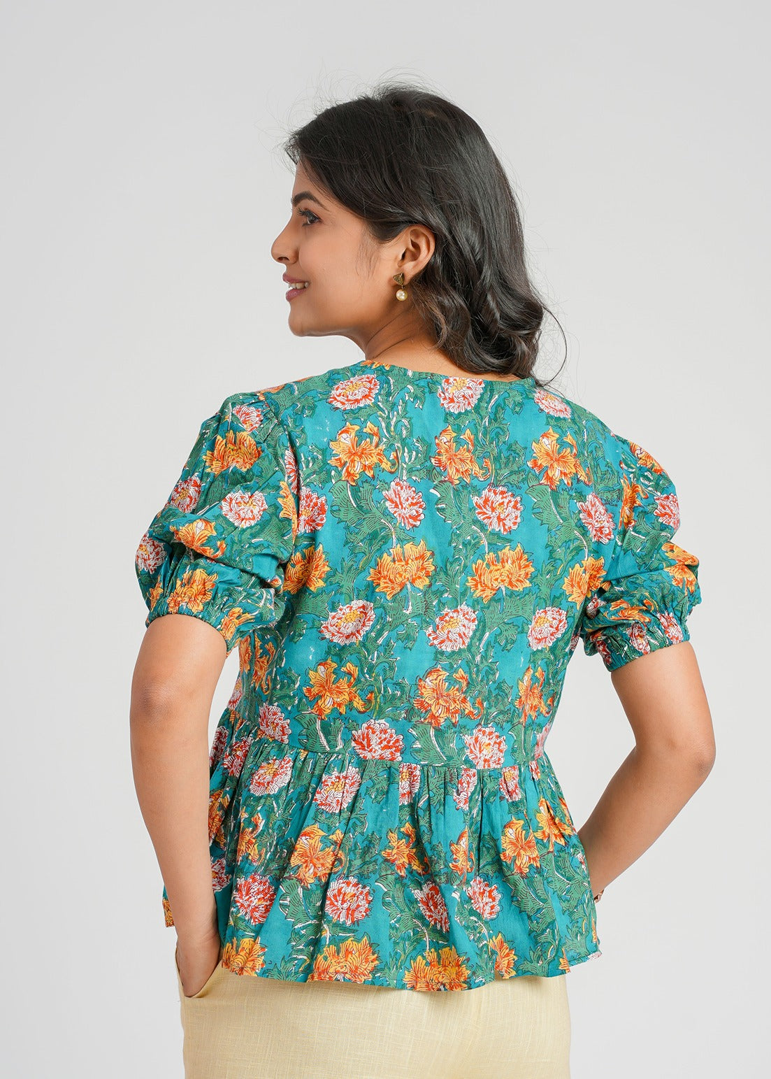 Jade Block Printed Short Top
