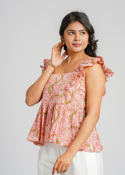 Block Printed Cotton Short Top