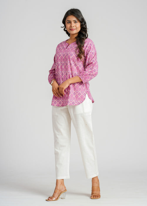 Block Printed Cotton Short Kurti