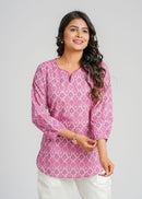 Block Printed Cotton Short Kurti