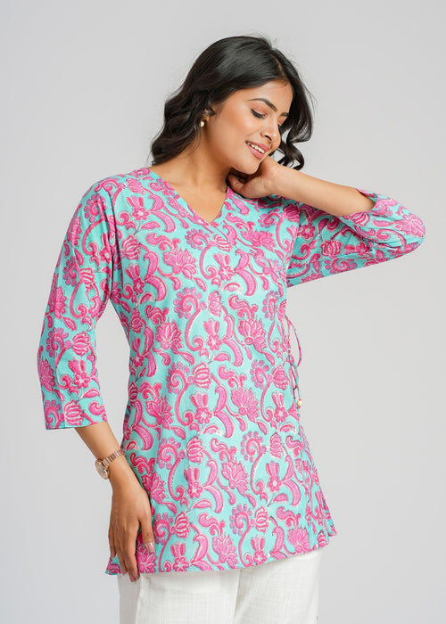 Block Printed Cotton Short Kurti