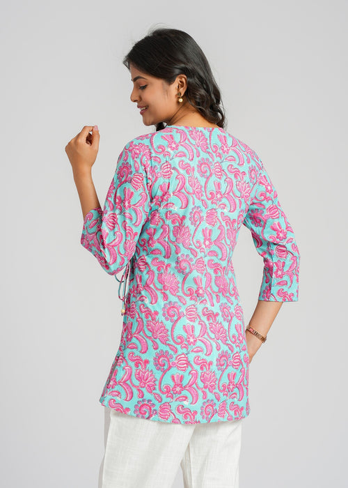 Block Printed Cotton Short Kurti