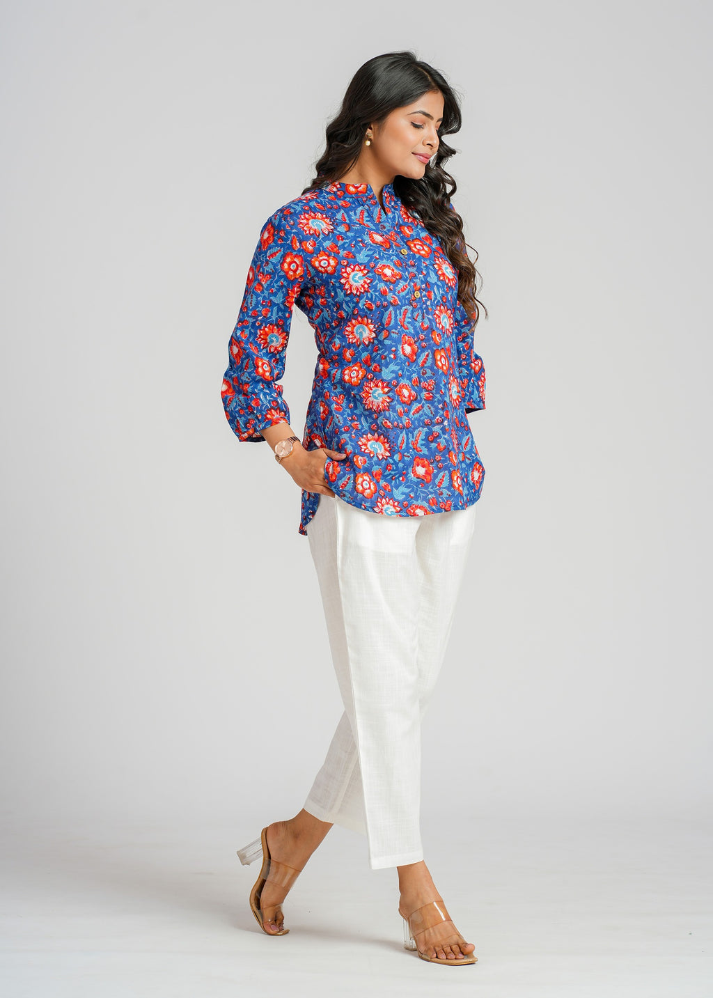 Block Printed Cotton Short Kurti