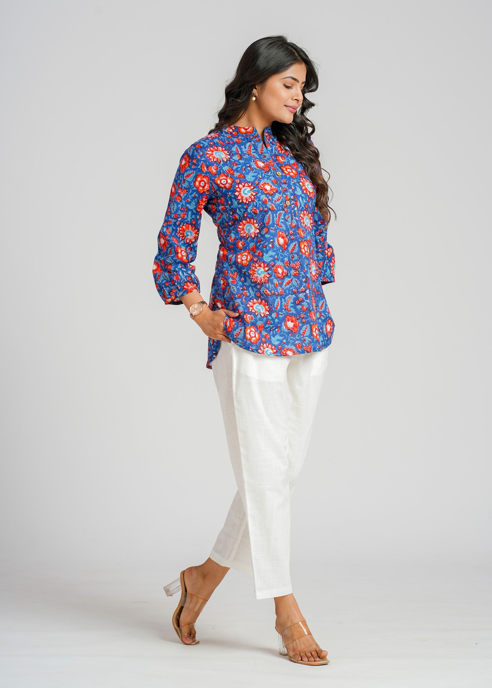 Block Printed Cotton Short Kurti