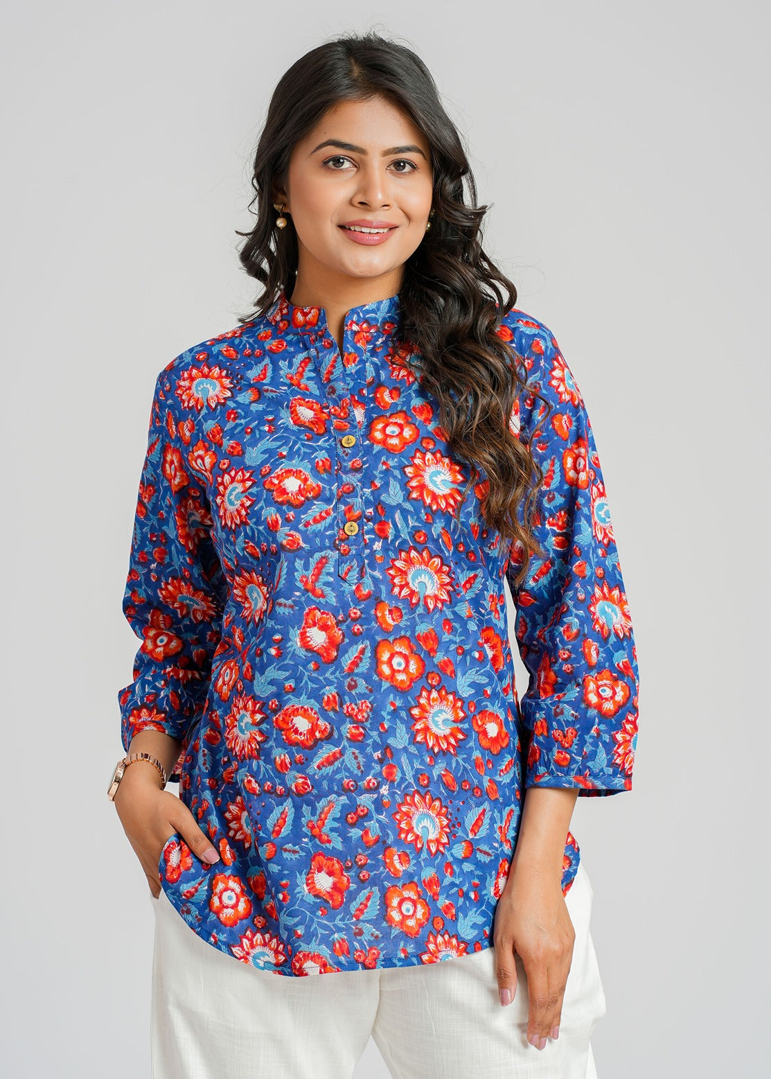 Block Printed Cotton Short Kurti