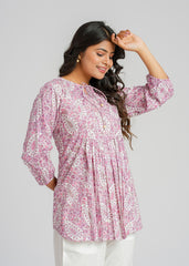 Lavender Printed Short Top