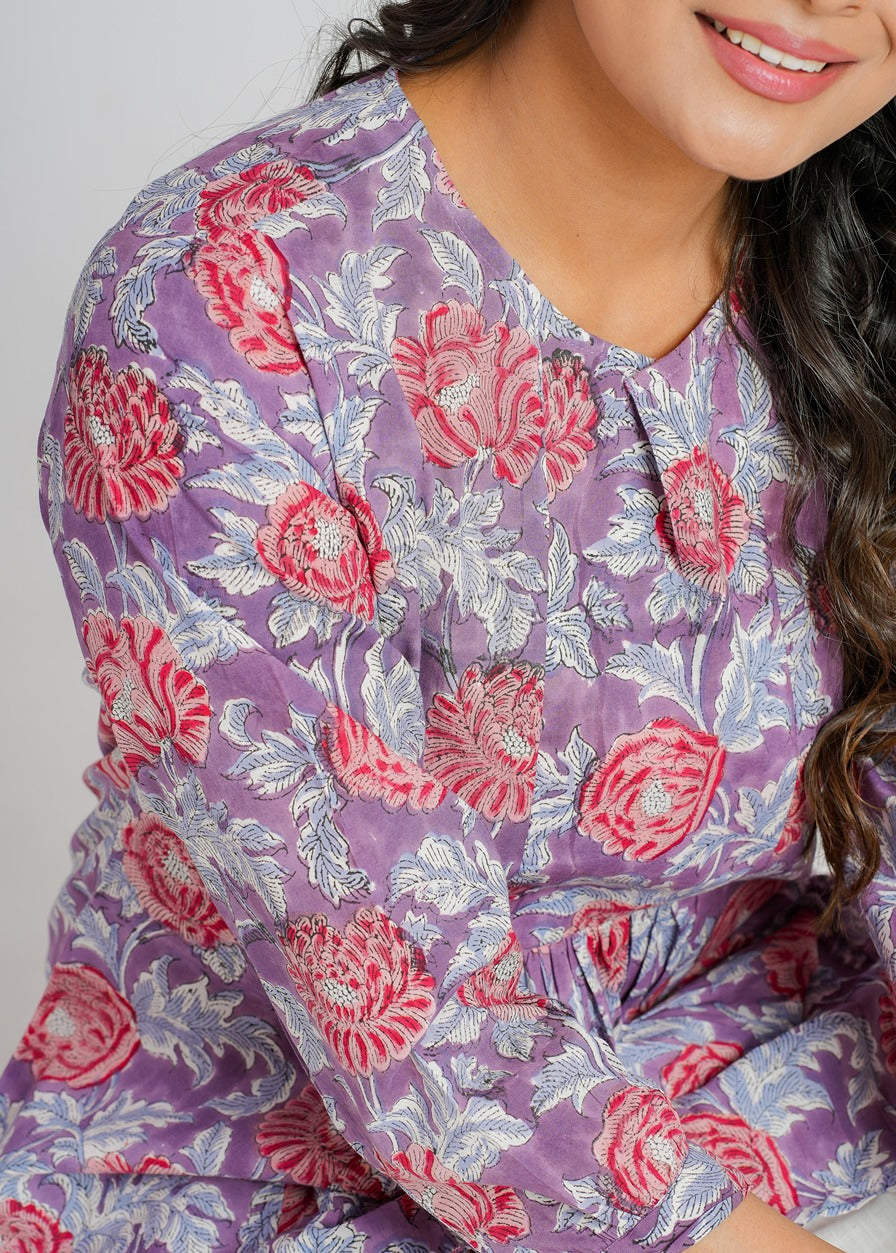 Orchid Block Printed Short Top