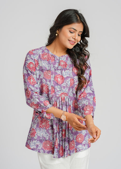 Block Printed Cotton Short Top