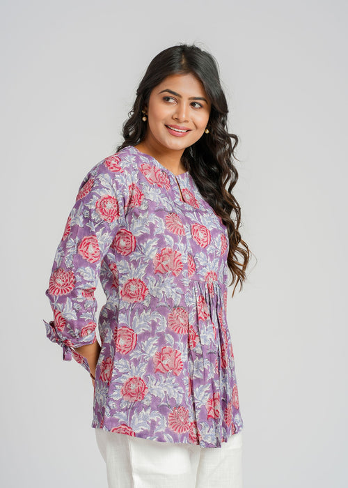 Block Printed Cotton Short Top