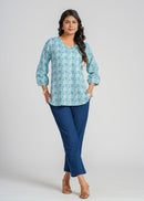 Block Printed Cotton Short Kurti